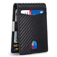 Dompet mewah pria, dompet pria serat karbon Ultra, dompet Stash, klip Tdollar, pemblokir RFID