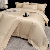 Nouvel ensemble de literie 4 pièces en coton satiné à longues fibres, style luxe, housse de couette confortable pour la chambre à coucher
