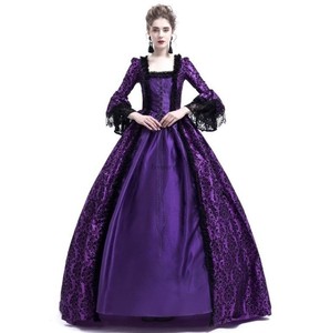 Ventas calientes Retro elegante cuello cuadrado encaje princesa vestido de fiesta Halloween <span class=keywords><strong>reina</strong></span> corte Cosplay disfraces medievales vestidos de escenario - Product Image 6
