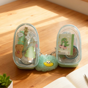 Mini-Einhorn-Schreibwarenset – tragbares Etui mit Pom-Pom-Anhänger |   Schulbedarfsset für Kinder - Product Image 6