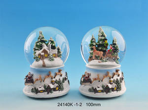 OEM Snowball decorazione della casa globi di acqua su misura grande albero di inverno <span class=keywords><strong>villaggio</strong></span> con natale Santa paesaggio globo di neve - Product Image 4