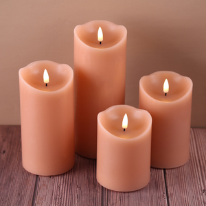 La décoration d'intérieur à piles de Matti Slant Top Light Pink Pillar Remote Control Paraffin Wax Flameless LED Candles - Product Image 2