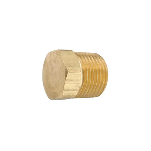 Bouchon hexagonal en laiton massif avec extrémité filetée pour systèmes de raccordement de tuyaux d'eau, d'air, de gaz et d'huile - Product Image 1