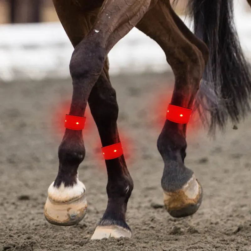 Bande de cheval réfléchissante Glow in the Dark, accessoires d'avertissement de sécurité pour l'équitation pour la course de nuit