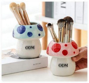 Porte-stylo en céramique pour fille mignonne organisateur de papeterie de bureau champignon écologique ornement créatif pour le bureau ou les étudiants - Product Image 1