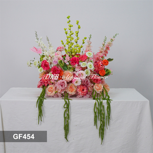 Bouquet floral romantique de 60 cm en soie rose vif, fleurs artificielles, roses et hortensias mélangés, arrangement floral de style insulaire - Product Image 2