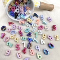 Perles numériques en acrylique macaron plaqué UV à grand trou, chiffres 0-9, perles lâches pour accessoires de bijoux, porte-clés et cordons de téléphone DIY