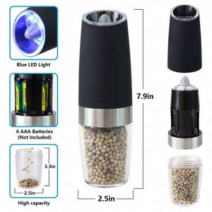Stainless Steel Holder <b>Battery</b> <b>Operated</b> Stainless Steel Electric Gravity Spice Salt and Pepper Grinder Mill - Product Image 4