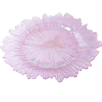 Vente en gros d'assiettes de présentation en or rose récif 13 pouces assiettes de mariage décoratives en verre écologique