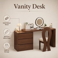 Table de toilette moderne minimaliste Zen en chêne, ajustable, multi-tiroirs, gain de place, pour appartement