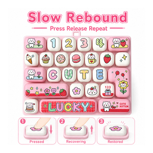 Mini 26 <b>Key</b> Keyboard Fidget Toy Cartoon Clicker Button Stress Relief Pocket Sensory Bag Pendant For Students Kids - Product Image 3