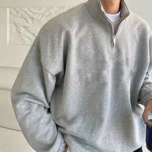 Custom <b>Men's</b> Turtleneck <b>Half</b> <b>Zip</b> <b>Sweatshirt</b> 100% Organic Cotton Plus Size Drop Shoulder Quarter <b>Zip</b> Blank <b>Sweatshirt</b> for <b>Men</b> - Product Image 2
