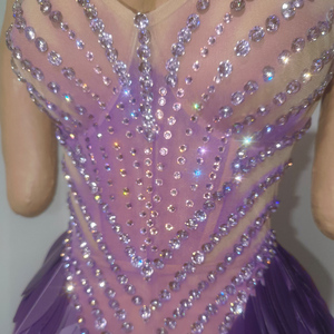 Robe <span class=keywords><strong>de</strong></span> scène sirène sans bretelles en plumes et strass violets pour femmes, idéale pour les drag queens - Vente en gros - Product Image 5