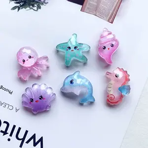 Ocean Resin Charms Sea Star Shell Whale Sea Horse Conch Octopus Cartoon DIY Decor