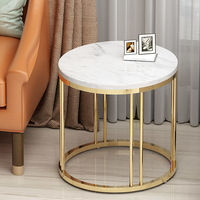 Table à thé ronde à cadre métallique moderne le plus populaire avec dessus en marbre pour le salon