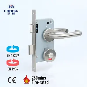 CE EN12209不锈钢304防锈马桶防火插锁，带硬币释放和指示器8x8主轴