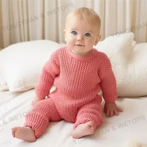 Baby Jumps uit Custom Bekleidungs hersteller Chunky Newborn Boys 'Girls' Designs 100% Baumwolle Strick pullover Stram pler Baby pullover