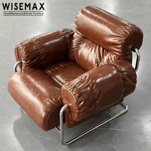 Wisemax Mobiliário estilo empresarial poltrona de couro microfibra com estrutura de aço inoxidável assento macio cadeira chefe de escritório para empresa