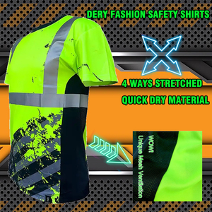 Флуоресцентная рабочая футболка с коротким рукавом ANSI Class 2, светоотражающая, с индивидуальным дизайном американского флага и логотипом - Product Image 4