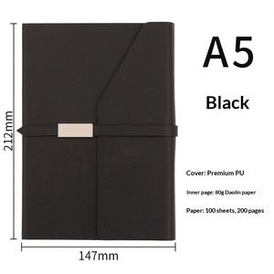 Luxury Business Corporate Modern Office Pu Leather Notebook Handmade Hologram Black <b>A5</b> UV Printing Custom Logo Promotional <b>Diary</b> - Product Image 1