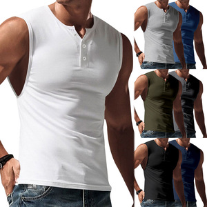 Débardeur de basket-ball pour hommes et jeunes, été 2023, en polyester tricoté respirant, grande taille, col rond, boutonné, <span class=keywords><strong>sans</strong></span> manches - Product Image 2