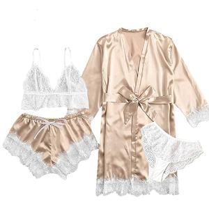 Set di indumenti da <span class=keywords><strong>notte</strong></span> traspiranti taglie forti da donna a maniche lunghe in rosa rossa <span class=keywords><strong>per</strong></span> l'estate e l'autunno - Product Image 4