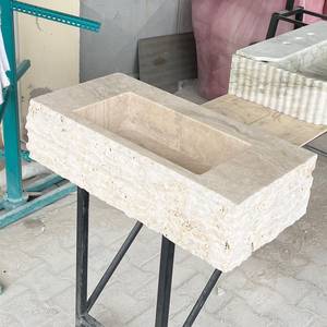 Lavabo de Baño Integrado de Lujo Rústico de Mármol Travertino, Duradero, Ecológico, Hecho a Mano con Piedra Natural, Personalizado - Product Image 4