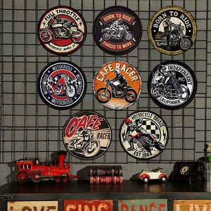 Plaque Métallique Thème <span class=keywords><strong>Moto</strong></span> Rétro « Full Throttle Born to Ride » – Décoration Murale pour Caverne du Homme, <span class=keywords><strong>Garage</strong></span>, Bar, Amateurs de <span class=keywords><strong>Moto</strong></span> - Product Image 1