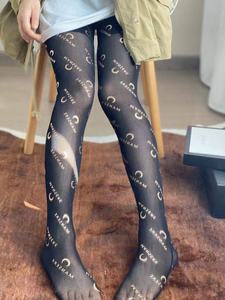 ब्रांड लोगो पत्र प्रिंट टाइट्स पैंटीहोज 2022 फैशन ट्रेंड ब्लैक सिल्क पेंटीहोज फास्ट शिपिंग डिजाइनर टाइट्स पेंटीहोज - Product Image 2