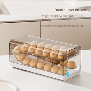 Egg <b>Box</b> Storage Refrigerator Food Grade Kitchen <b>Rolling</b> Egg Rack Fresh Transparent Plastic Eco-Friendly Multifunction - Product Image 3