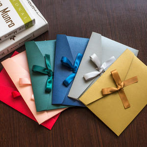 Carte postale personnalisée, carte de <span class=keywords><strong>remerciement</strong></span>, papier perlé, invitation de <span class=keywords><strong>mariage</strong></span>, enveloppe avec nœud en ruban - Product Image 2