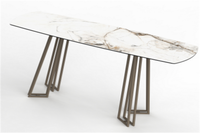 Table console élégante blanche de style nordique moderne avec pieds en métal pour salon, atelier, bureau, salle d'attente, réception, côté canapé
