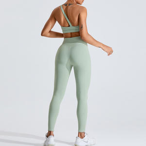 Vêtements de sport de gymnastique pour femmes Soutien-gorge de sport à une épaule Leggings d'entraînement de <span class=keywords><strong>compression</strong></span> Ensemble de yoga - Product Image 5