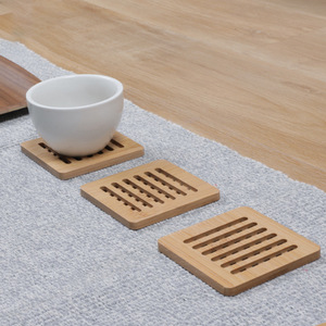 Posavasos Cuadrado de Bambú, Aislante del Calor, Duradero, Color Natural, para Tazas de Café, Uso Doméstico - Product Image 4