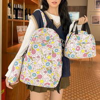 Vente en gros de 3 sacs d'école en nylon grande capacité léger motif personnalisé fermeture éclair étanche à la mode pour les voyages en plein air