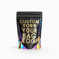 Bolsa de Fondo Plano con Cierre Hermético Holográfica de Mylar de Marca Privada para Snacks de 80g, Empaque de Alimentos Transparente