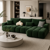 Canapé modulaire en tissu compressé en forme de L, 3 places, style nuage, assise profonde pour salon, fabrication OEM