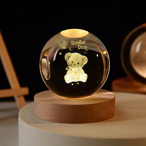 Lámpara de bola de cristal luminosa, lámpara de estado de ánimo, Sistema Solar, Base de madera Led, decoración del hogar, luces de noche, arte <span class=keywords><strong>3D</strong></span>, bola de cristal, lámpara de noche - Product Image 4