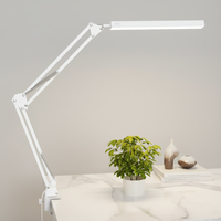 Lampe de bureau électrique DC moderne nordique simple en aluminium blanc avec bras rotatif réglable, luminosité flexible à 10 niveaux et télécommande
