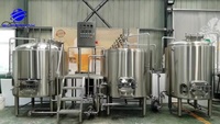 Système de brasserie en acier inoxydable avec cuve de mouture, cuve de décantation, chaudière à moût et cuve de tourbillonnage, à commande PLC pour brasserie commerciale