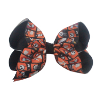 Noeuds de cheveux en gros-grain personnalisables pour Halloween, 5 pouces, avec impression sur ruban et emballage en carton pour filles