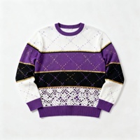 Pull-over en tricot à col rond pour femme, à manches longues, avec dentelle ajourée et rayures, colorblock, OEM
