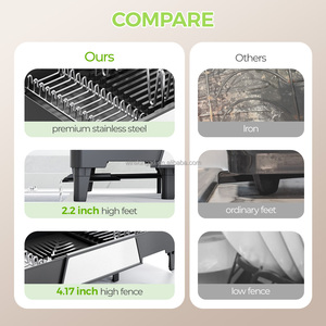 Égouttoir à vaisselle pliable en acier inoxydable WIREKING, support pour casseroles et planches à découper, organisateur de cuisine, égouttoir à vaisselle sur évier - Product Image 6