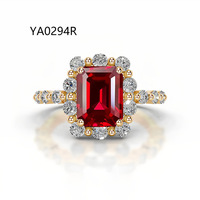 Bague en rubis de culture de luxe, style européen et américain, haut de gamme, en argent sterling S925 plaqué or 18 carats