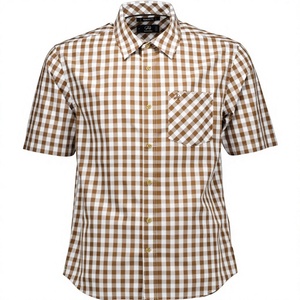 OEM Custom <b>Checkered</b> Print <b>Men's</b> Shirt 100% Pure Cotton Casual <b>Short</b> Sleeve Shirt Button Down Regular Fit Multicolored Options - Product Image 1
