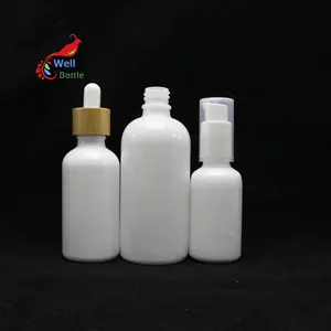 50ml opal weiß glas tropfer pumpe spray flasche für haar öl serum lotion luxus kosmetik set verpackung WP-16B