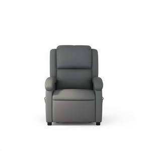 Grey <b>Massage</b> Recliner <b>Chair</b> Manual Operation Faux Leather Upholstery Contemporary Design Solid <b>Back</b> Padded Arms - Product Image 1