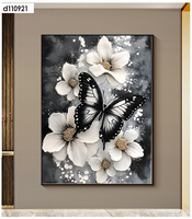 Peinture Murale 3D en Porcelaine Cristalline, Impression HD, Design Moderne et Luxueux, Motif Papillon et Fleur, Vente en Gros Directe Usine, Décoration Intérieure