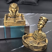 Cendrier de style européen avec portrait de pharaon égyptien ancien, ornement de rangement de bureau, décoration de porche et de maison en résine pour salon