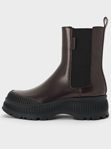 Stivali <span class=keywords><strong>Chelsea</strong></span> personalizzati con Logo diretto in fabbrica per le donne comode in pelle marrone vera pelle Sole piatto Chunky per esterni - Product Image 2